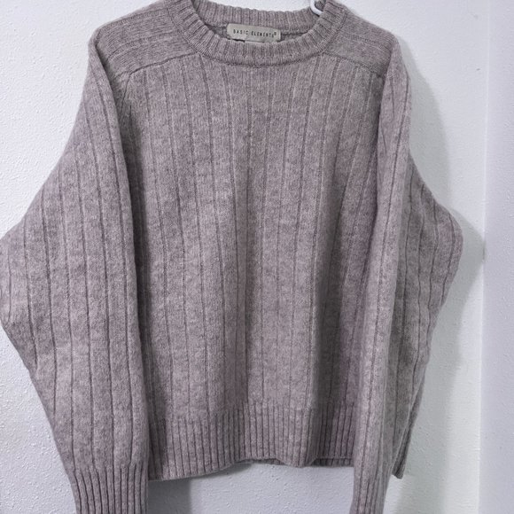 Basic Elements 100% Wool Shetland Tight-Knit Cream Long Sleeve Sweater Sz XL - Picture 1 of 3